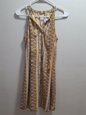 Pink Rose Yellow Paisley Sleeveless Summer Dress